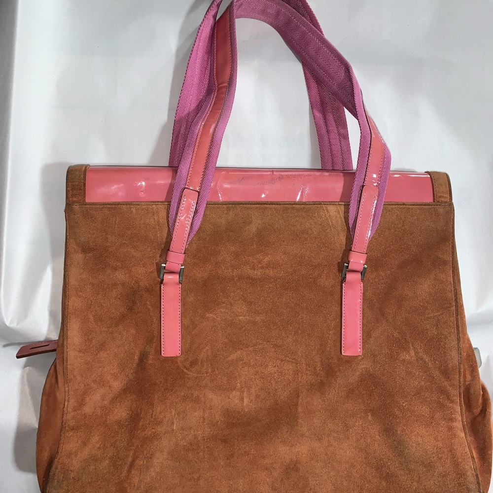 auth PRADA patent leather suede LAPTOP BAG w/damag - Picture 5 of 8